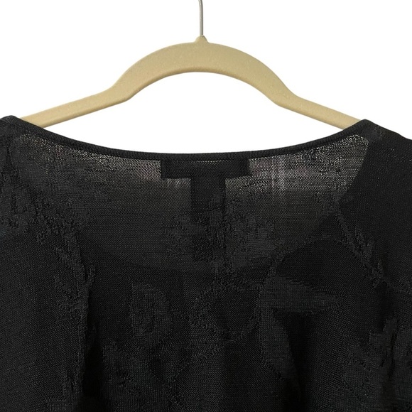 Liz Claiborne Studio Black Floral Long Sleeve Blouse Size XL Silk Rayon Office - Picture 7 of 8